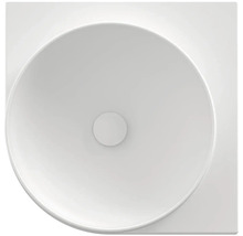 Pohled shora na kulaté, hranaté umyvadlo na desku