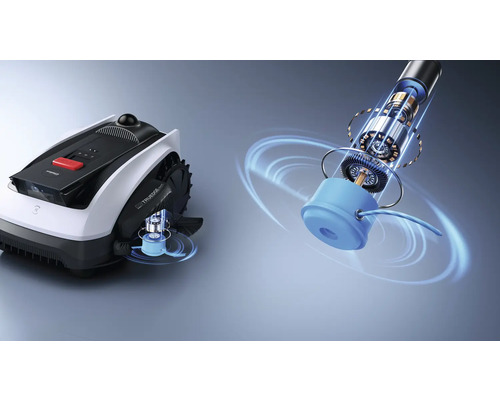 Robotická sekačka s vyobrazeným motorem