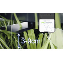 Nastavení výšky sečení od 3 do 9 centimetrů na robotické sekačce přes smartphone