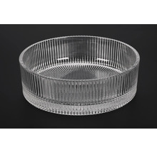 Kulatá skleněná mísa s žebrovanou texturou