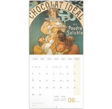 Nástěnný kalendář s čokoládovým motivem ve stylu Art Nouveau na měsíc červen 2026