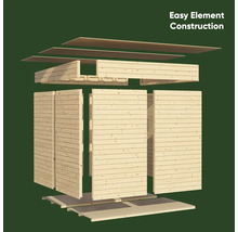 Ilustrace jednoduché stavební konstrukce zahradního domku ze dřeva