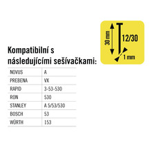 Informace o kompatibilitě sponek s různými sešívačkami.