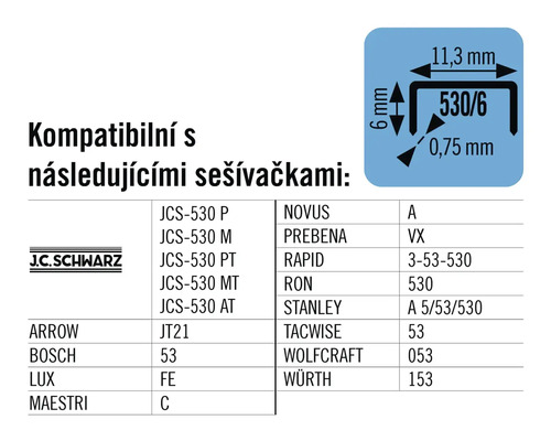 Informace o kompatibilitě se sešívačkami