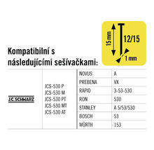 Informace o kompatibilitě sponek s různými sešívačkami.