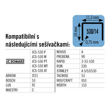 Informace o kompatibilitě sponek s různými sešívačkami.