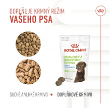 Royal Canin žvýkací pamlsky pro imunitu a trávení štěňat, doplňkové krmivo se suchým a vlhkým krmivem