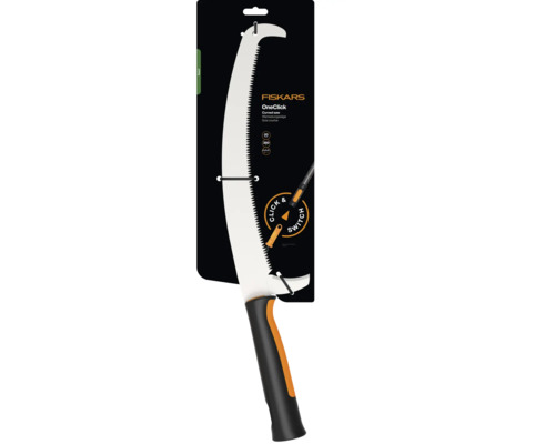 Fiskars OneClick zahradní pila se zahnutou čepelí v obalu