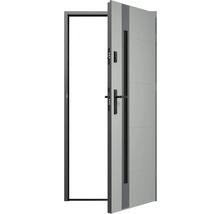 Otevřené vchodové dveře s rámem, klikou a bezpečnostním zámkem