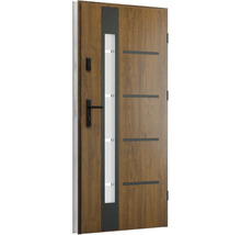 Vchodové dveře s prosklenou výplní a vzhledem dřeva