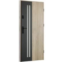 Vchodové dveře s dřevěným dekorem a skleněnými vložkami