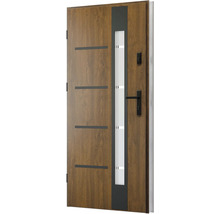 Moderní vchodové dveře se skleněnou vložkou a vodorovnými ozdobnými prvky