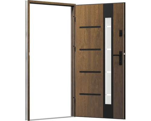 Otevřené vchodové dveře se skleněnou vložkou