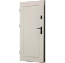 Bílé dveře s černou klikou a zámkem