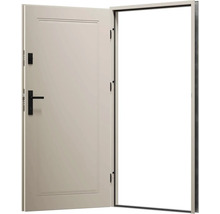 Otevřené vchodové dveře s rámem a kováním