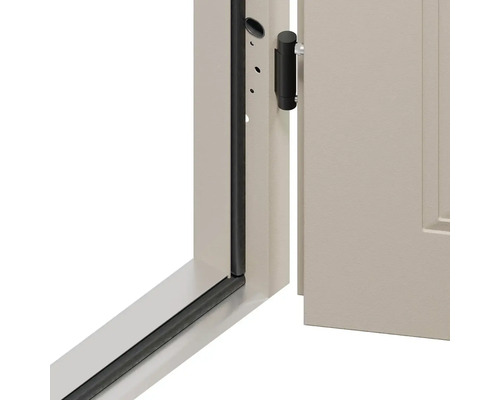 Detail dveří s těsněním a pantem