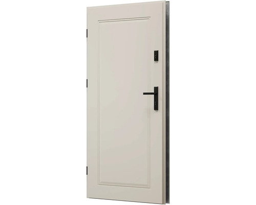 Bílé dveře s černou klikou a zámkem