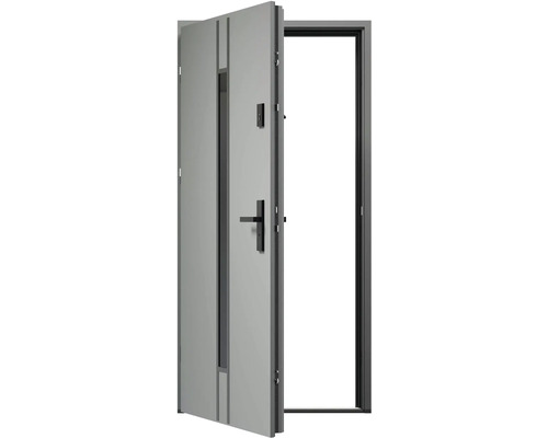 Otevřené jednokřídlé vchodové dveře s rámem