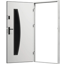 Otevřené vchodové dveře se skleněnou vložkou a rámem dveří