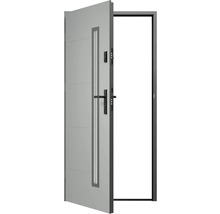 Otevřené vchodové dveře s oknem a klikou