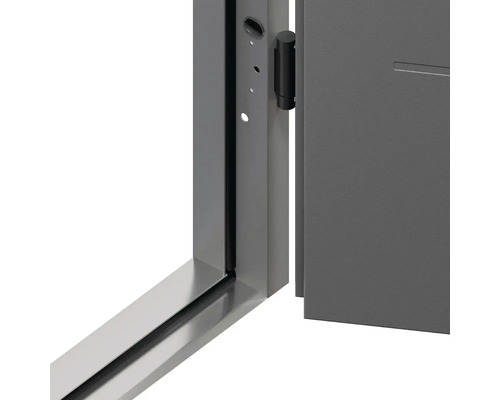 Detail šedých dveří s rámem