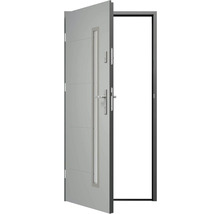 Otevřené vchodové dveře s rámem, klikou a zámkem