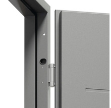 Detail dveří s rámem dveří a závěsem