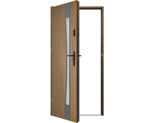 Otevřené vchodové dveře se skleněnou vložkou