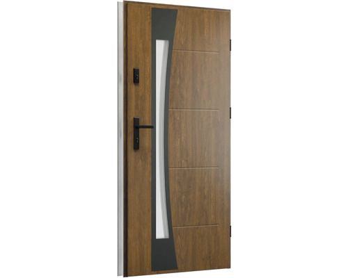 Vchodové dveře se skleněnou vložkou a madlem