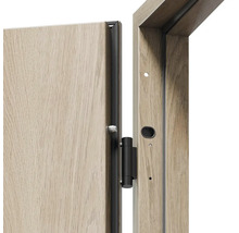 Detail interiérových dveří s rámem, kováním a těsnicím profilem