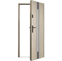 Otevřené dveře se skleněnou vložkou a kováním