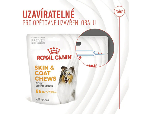 Royal Canin Skin and Coat Chews pro psy, znovu uzavíratelné balení