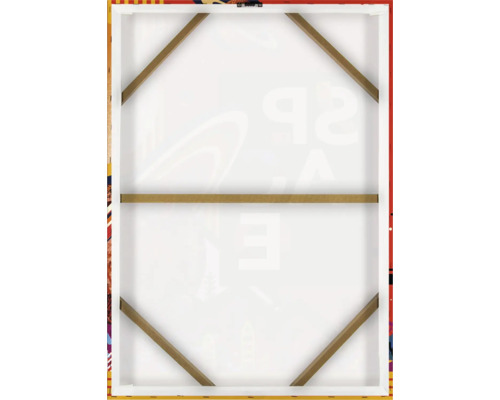 Zadní strana plátna s dřevěným rámem