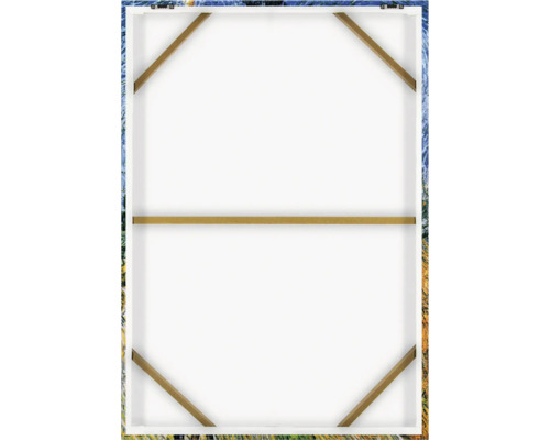 Zadní strana plátna s dřevěným klínovým rámem