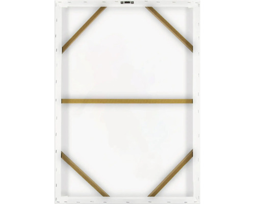 Zadní strana plátna s dřevěným rámem a závěsným zařízením