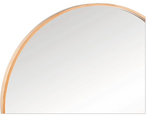 Detail kulatého zrcadla s dřevěným rámem