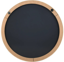 Kulatá břidlicová tabule s dřevěným rámem a závěsnými prvky na zadní straně