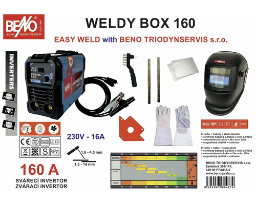 Svářecí invertorová sada s kuklou, elektrodami, drátěným kartáčem, rukavicemi a magnetickým úhelníkem