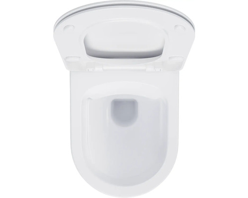 Závěsný klozet s hlubokým splachováním bez splachovacího kruhu a WC sedátko