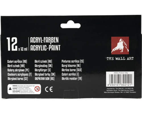 Balení dvanácti akrylových barev