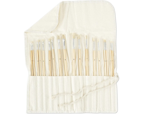 Sada štětců ve světlé látkové tašce, seřazené podle čísel