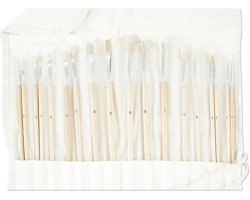 Sada štětců různých velikostí v látkovém pouzdře