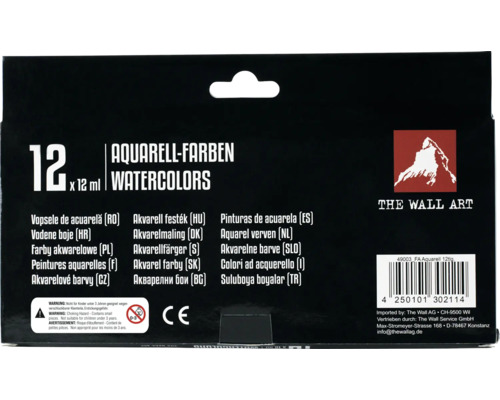 Sada akvarelových barev s 12 barvami