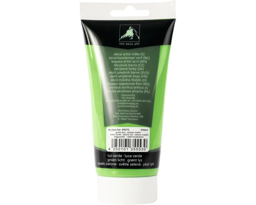 Akrylová barva světle zelená 200 ml Tuba s akrylovou barvou pro umělce zelené barvy