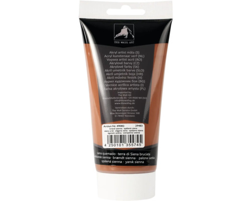 Tuba umělecké akrylové barvy pálená siena