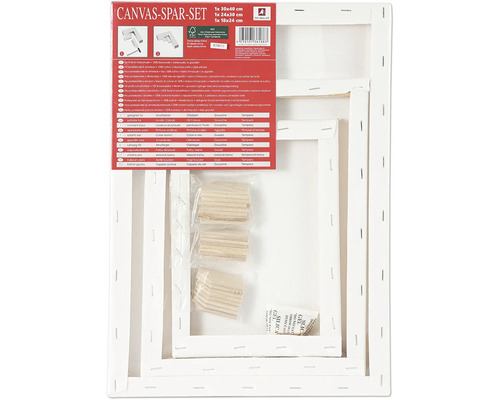 Malířská plátna sada 30x40 / 24x30 / 18x24 cm Sada plátna s třemi plátny a osmi klíny