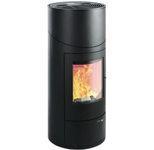 Černá kamna s prosklenými dvířky a plameny