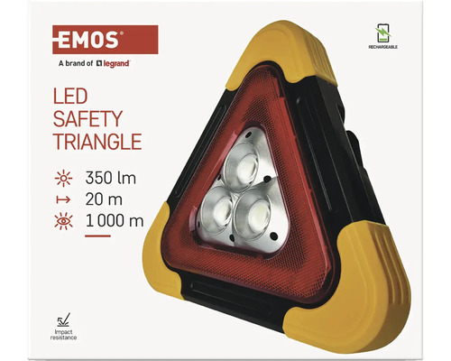Výstražný trojúhelník LED Emos s baterií