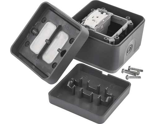 Přisazená spínací krabice do vlhkého prostředí se šrouby a těsněním