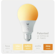 Žárovka s logem Vitae s různými teplotami barev pro soustředění, relaxaci, tlumené osvětlení, zklidnění a spánek